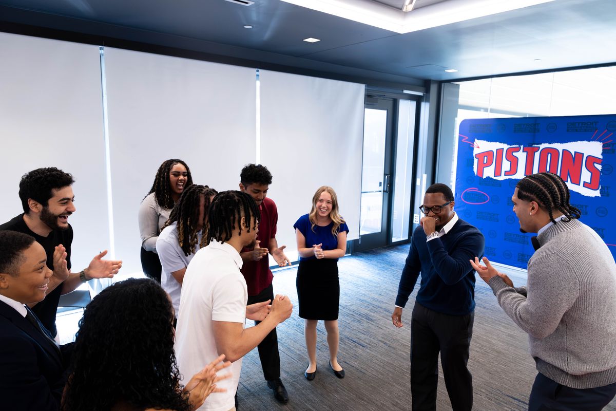 Students working together in a session at the Detroit Pistons Emerging Talent Summit
